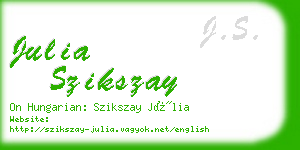 julia szikszay business card